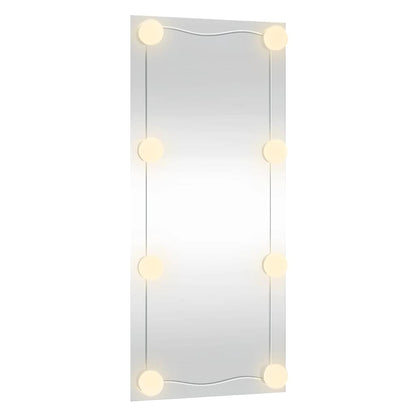 vidaXL Wall Mirror with LED Lights 50x100 cm Glass Rectangle
