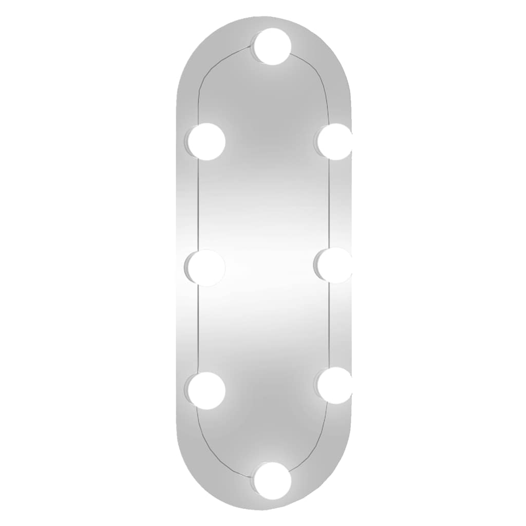 vidaXL Wall Mirror with LED Lights 20x50 cm Glass Oval
