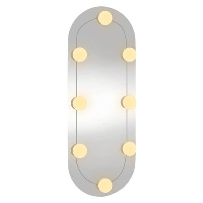 vidaXL Wall Mirror with LED Lights 20x50 cm Glass Oval