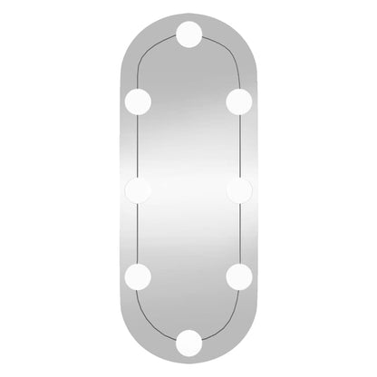 vidaXL Wall Mirror with LED Lights 20x50 cm Glass Oval