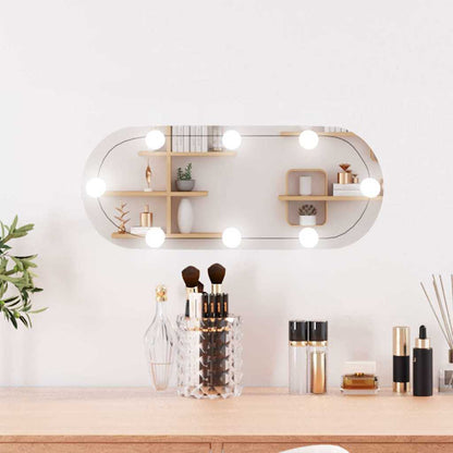 vidaXL Wall Mirror with LED Lights 20x50 cm Glass Oval