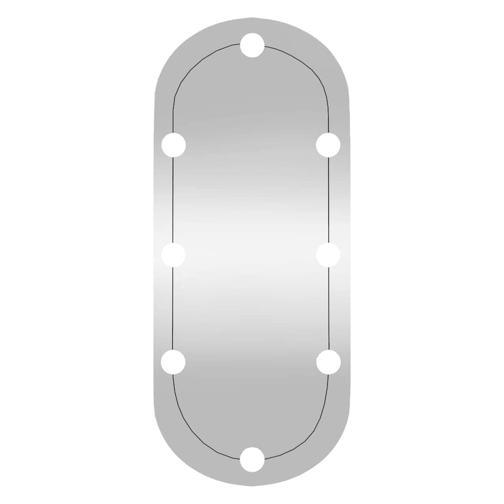 vidaXL Wall Mirror with LED Lights 30x70 cm Glass Oval
