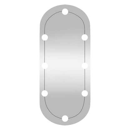 vidaXL Wall Mirror with LED Lights 30x70 cm Glass Oval