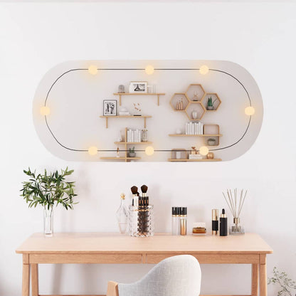 vidaXL Wall Mirror with LED Lights 45x100 cm Glass Oval