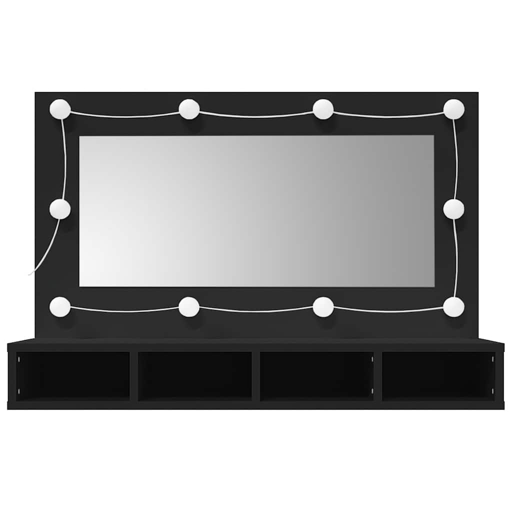 vidaXL Mirror Cabinet with LED Black 90x31.5x62 cm