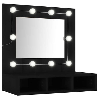 vidaXL Mirror Cabinet with LED Black 60x31.5x62 cm