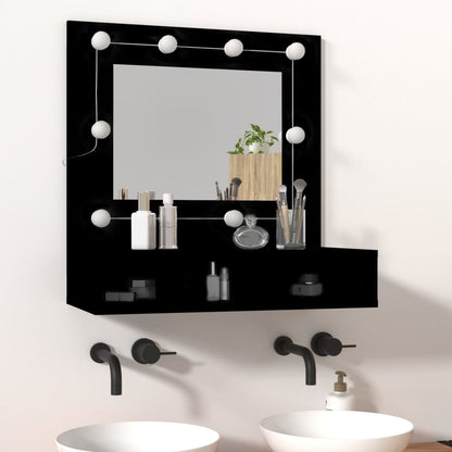 vidaXL Mirror Cabinet with LED Black 60x31.5x62 cm