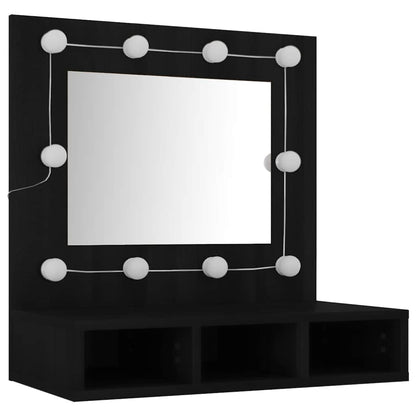 vidaXL Mirror Cabinet with LED Black 60x31.5x62 cm