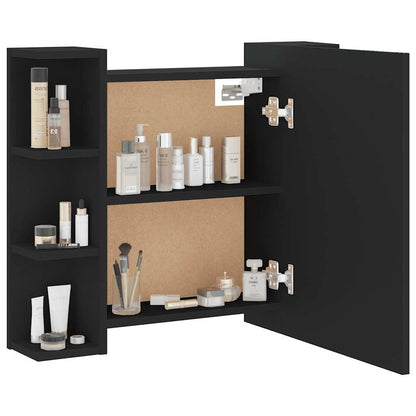 vidaXL Mirror Cabinet with LED Black 70x16.5x60 cm
