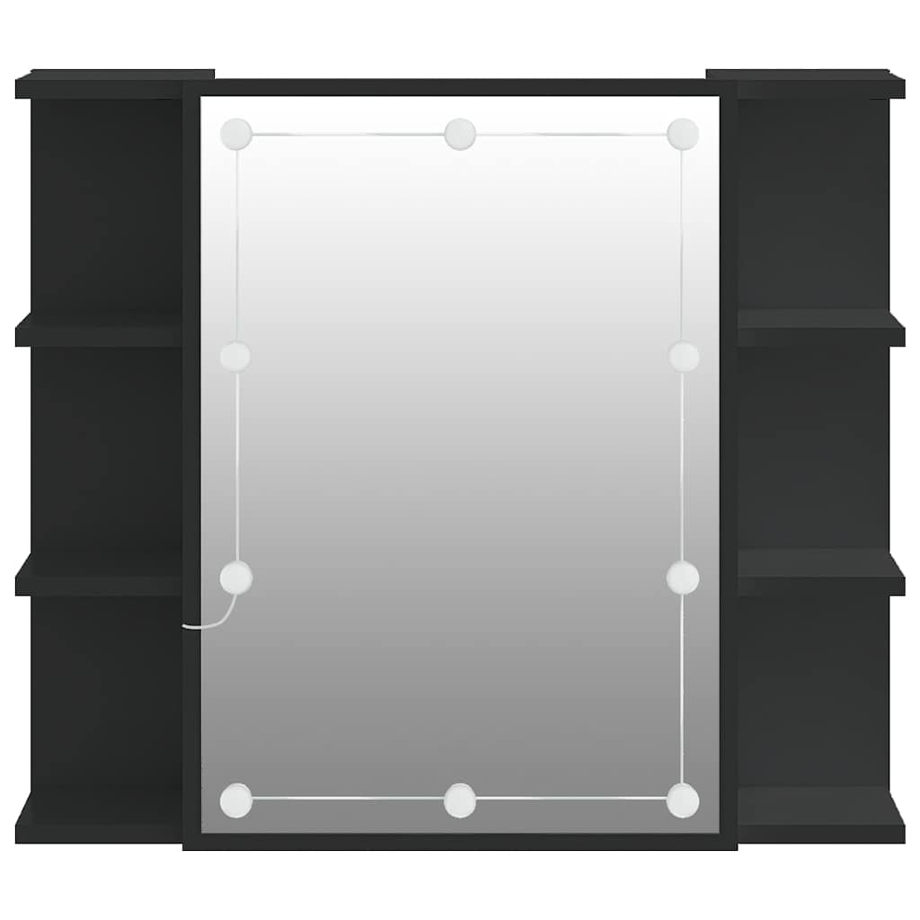 vidaXL Mirror Cabinet with LED Black 70x16.5x60 cm
