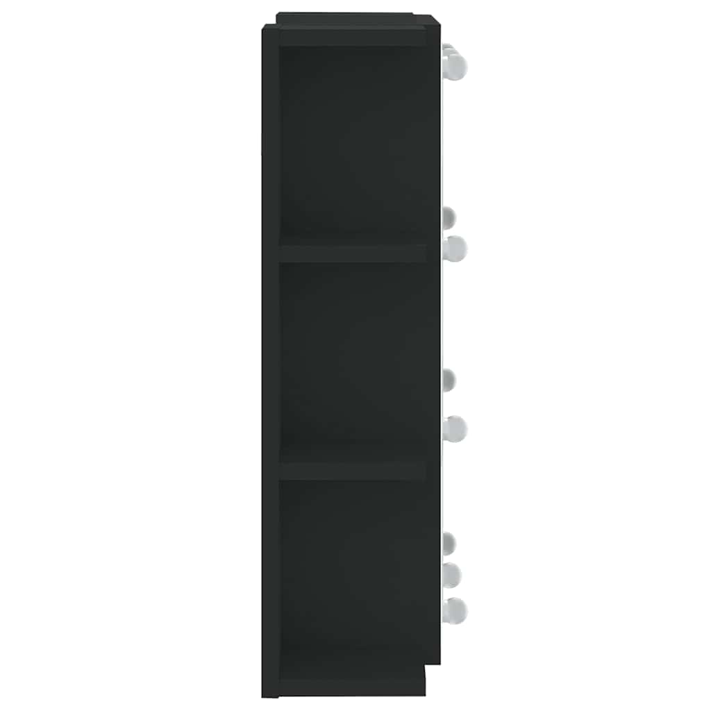 vidaXL Mirror Cabinet with LED Black 70x16.5x60 cm