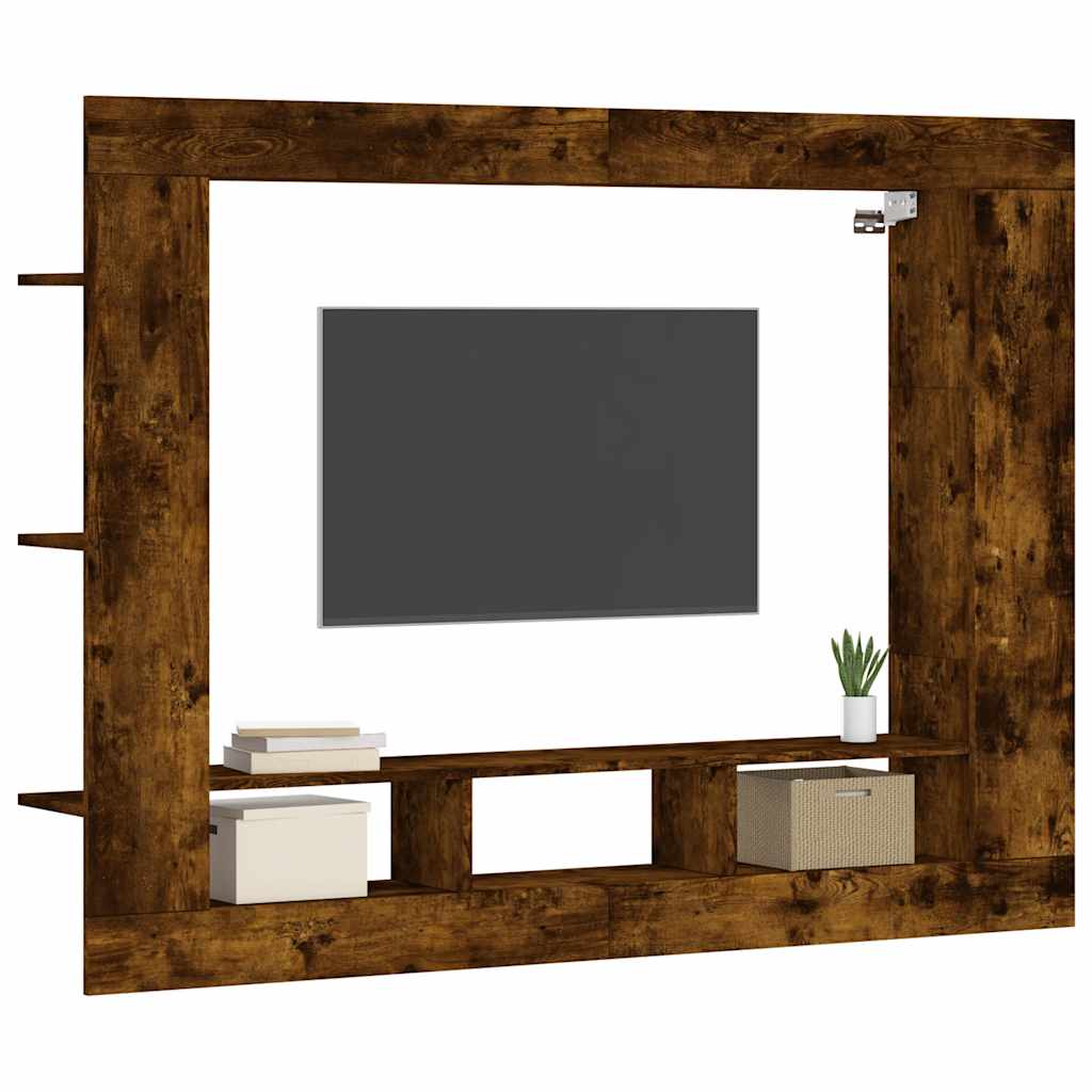 vidaXL TV Cabinet Smoked Oak 152x22x113 cm Engineered Wood