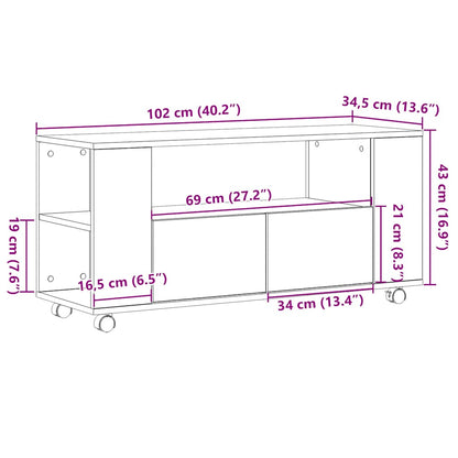 vidaXL TV Cabinet Sonoma Oak 102x34.5x43 cm Engineered Wood
