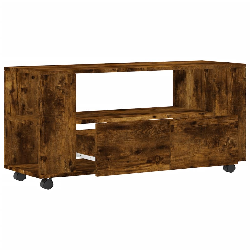 vidaXL TV Cabinet Smoked Oak 102x34.5x43 cm Engineered Wood