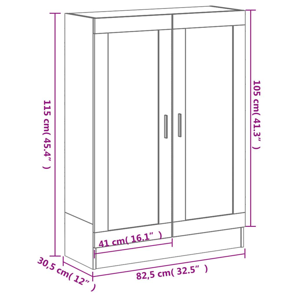 vidaXL Book Cabinet Grey Sonoma 82.5x30.5x115 cm Engineered Wood