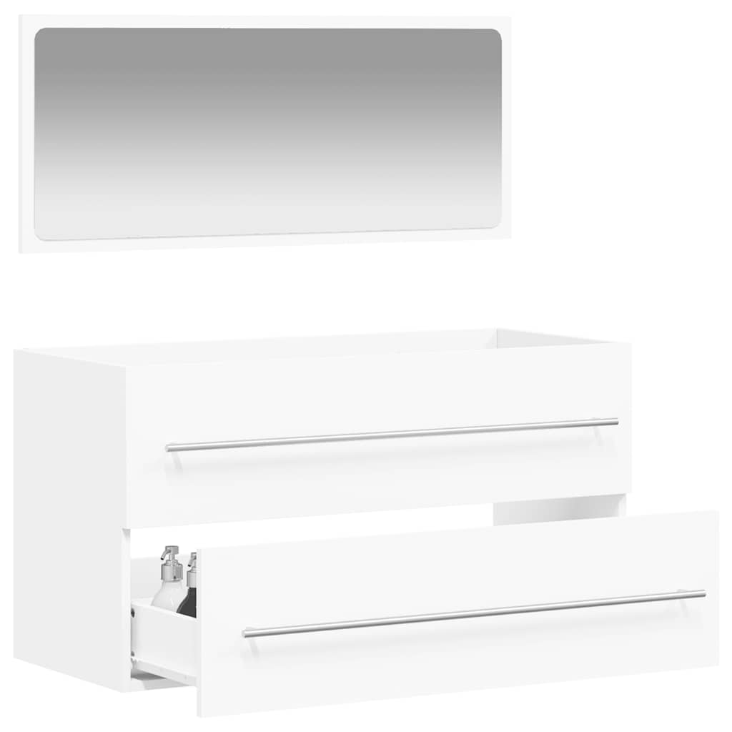 vidaXL Bathroom Cabinet with Mirror White Engineered Wood
