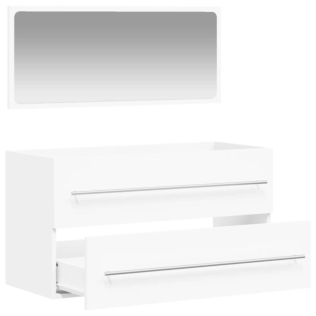 vidaXL Bathroom Cabinet with Mirror White Engineered Wood