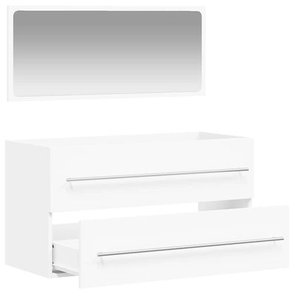 vidaXL Bathroom Cabinet with Mirror White Engineered Wood