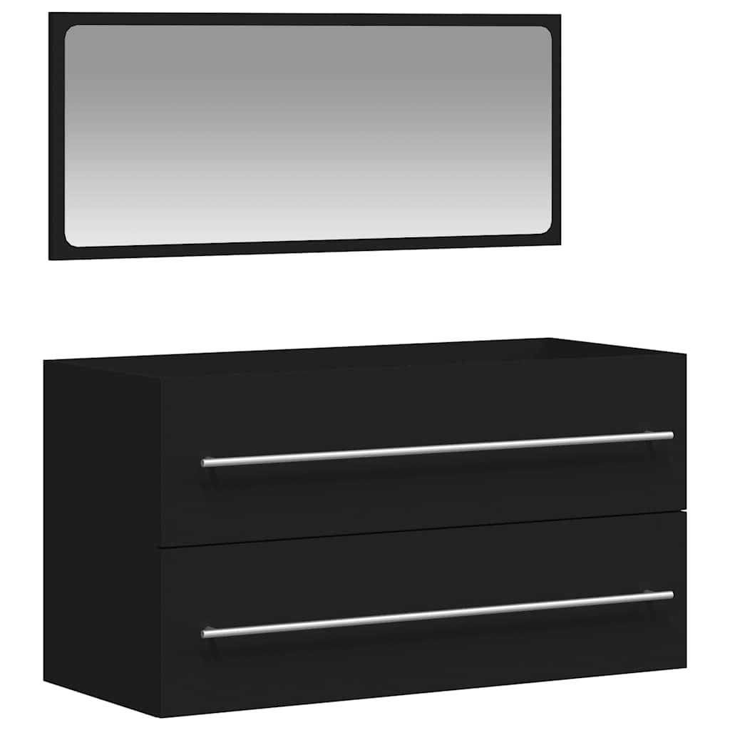 vidaXL Bathroom Cabinet With Mirror | Black | Engineered Wood | Medium