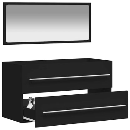 vidaXL Bathroom Cabinet With Mirror | Black | Engineered Wood | Medium