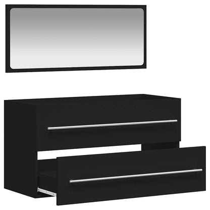 vidaXL Bathroom Cabinet With Mirror | Black | Engineered Wood | Medium