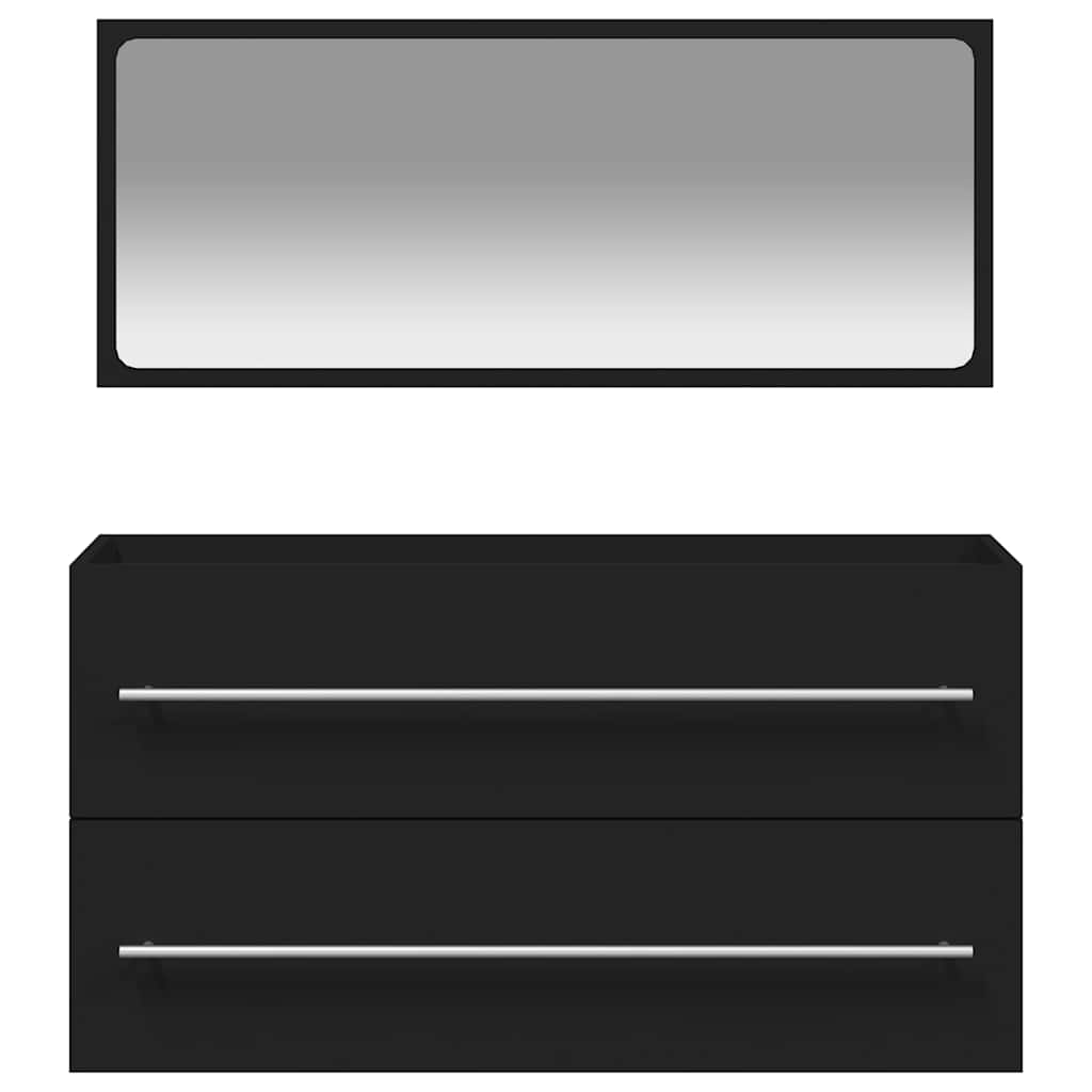 vidaXL Bathroom Cabinet with Mirror Black Engineered Wood
