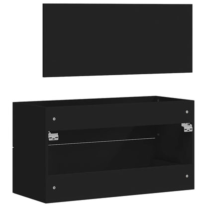 vidaXL Bathroom Cabinet With Mirror | Black | Engineered Wood | Medium