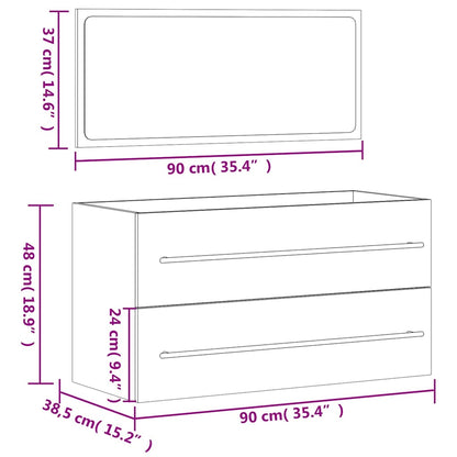 vidaXL Bathroom Cabinet With Mirror | Black | Engineered Wood | Medium