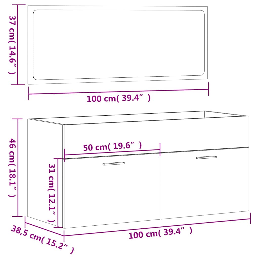 vidaXL Bathroom Cabinet with Mirror Sonoma Oak Engineered Wood