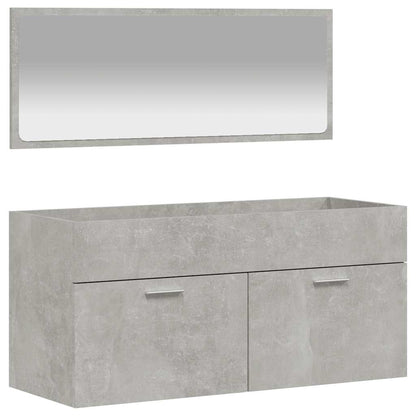 vidaXL Bathroom Cabinet with Mirror Concrete Grey Engineered Wood