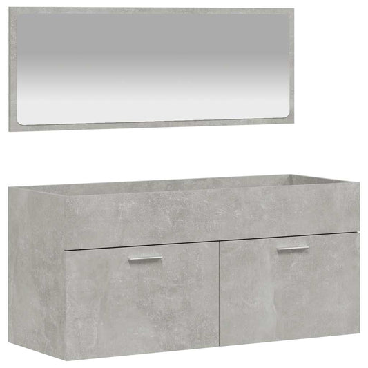 vidaXL Bathroom Cabinet with Mirror Concrete Grey Engineered Wood