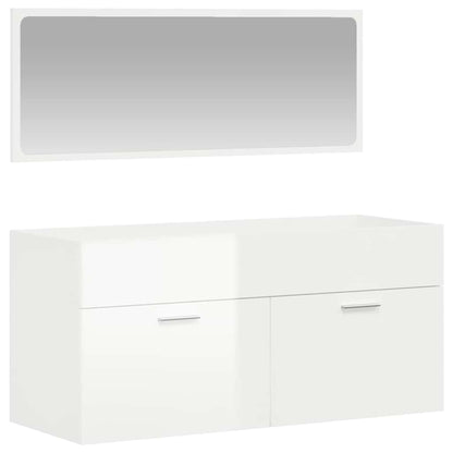 vidaXL Bathroom Cabinet with Mirror High Gloss White Engineered Wood