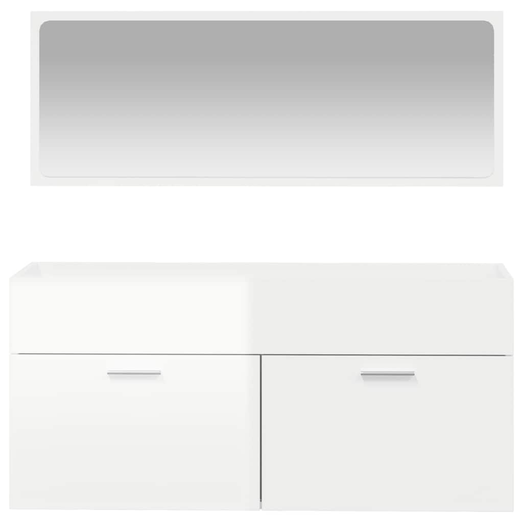 vidaXL Bathroom Cabinet with Mirror High Gloss White Engineered Wood