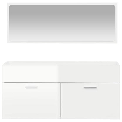 vidaXL Bathroom Cabinet with Mirror High Gloss White Engineered Wood
