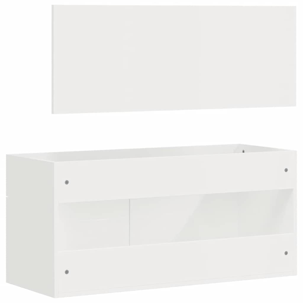 vidaXL Bathroom Cabinet with Mirror High Gloss White Engineered Wood