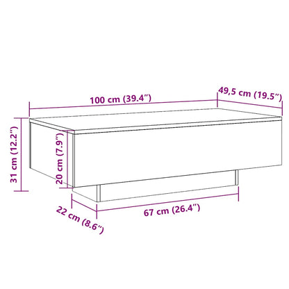 vidaXL Coffee Table White 100x49.5x31 cm Engineered Wood