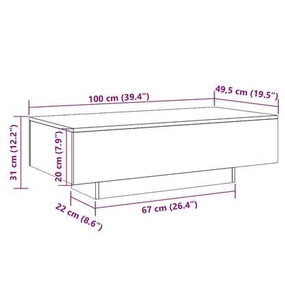 vidaXL Coffee Table Grey Sonoma 100x49.5x31 cm Engineered Wood
