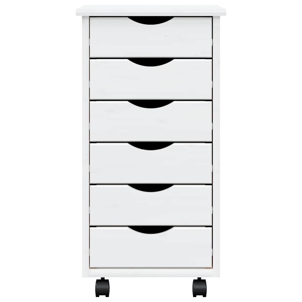 vidaXL Rolling Cabinet with Drawers MOSS White Solid Wood Pine