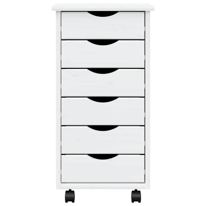 vidaXL Rolling Cabinet with Drawers MOSS White Solid Wood Pine