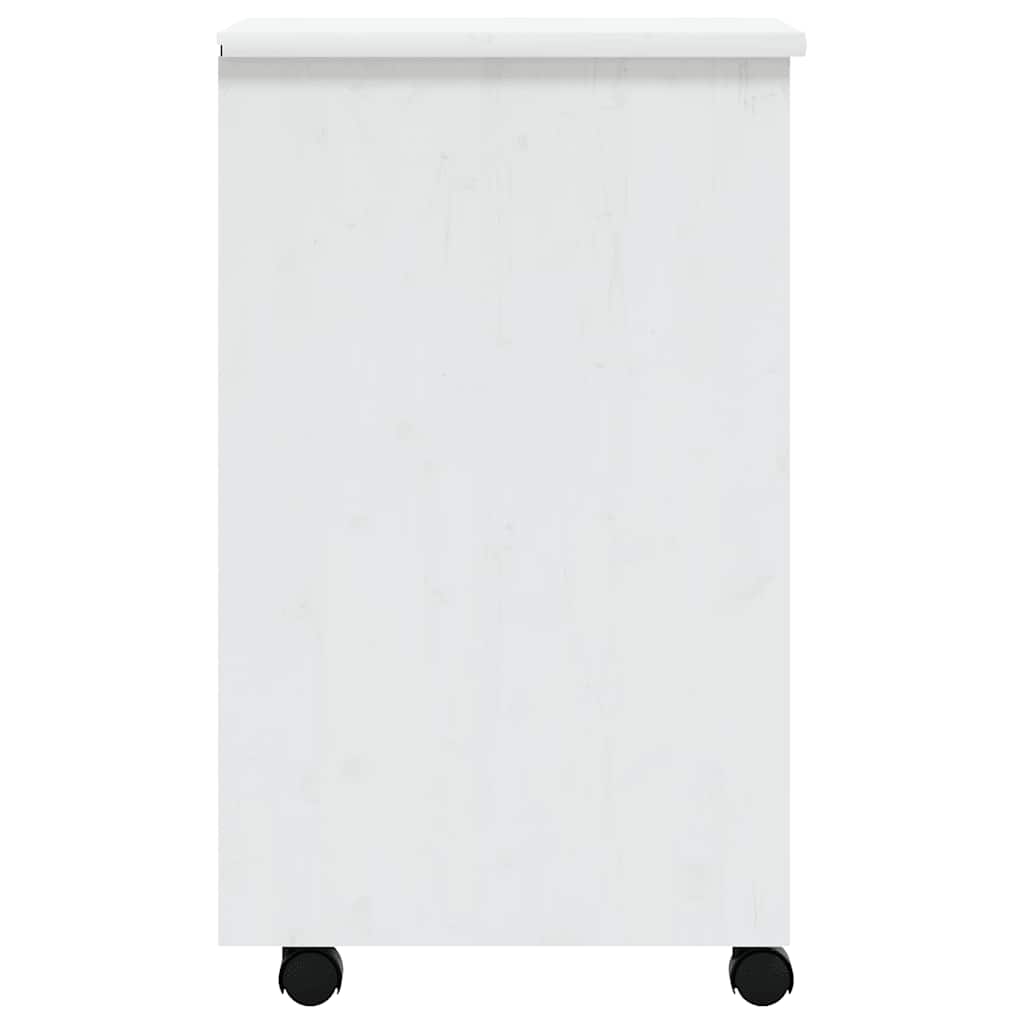 vidaXL Rolling Cabinet with Drawers MOSS White Solid Wood Pine