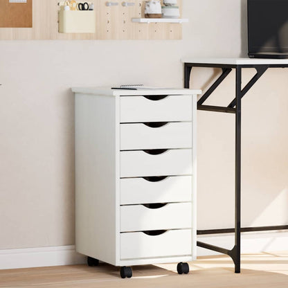 vidaXL Rolling Cabinet with Drawers MOSS White Solid Wood Pine