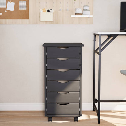 vidaXL Rolling Cabinet with Drawers MOSS Grey Solid Wood Pine