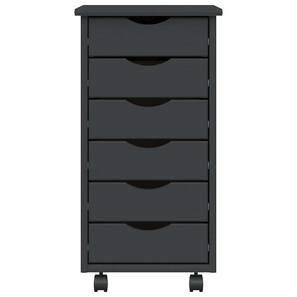 vidaXL Rolling Cabinet with Drawers MOSS Grey Solid Wood Pine