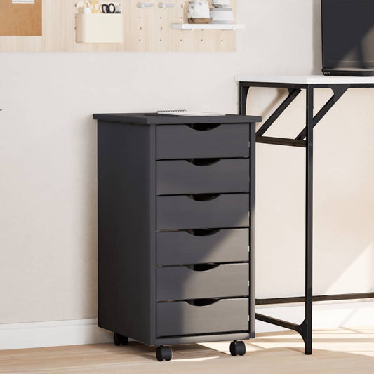vidaXL Rolling Cabinet with Drawers MOSS Grey Solid Wood Pine