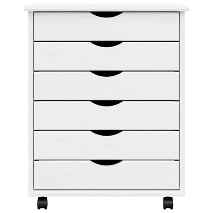 vidaXL Rolling Cabinet with Drawers MOSS White Solid Wood Pine