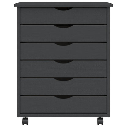 vidaXL Rolling Cabinet with Drawers MOSS Grey Solid Wood Pine