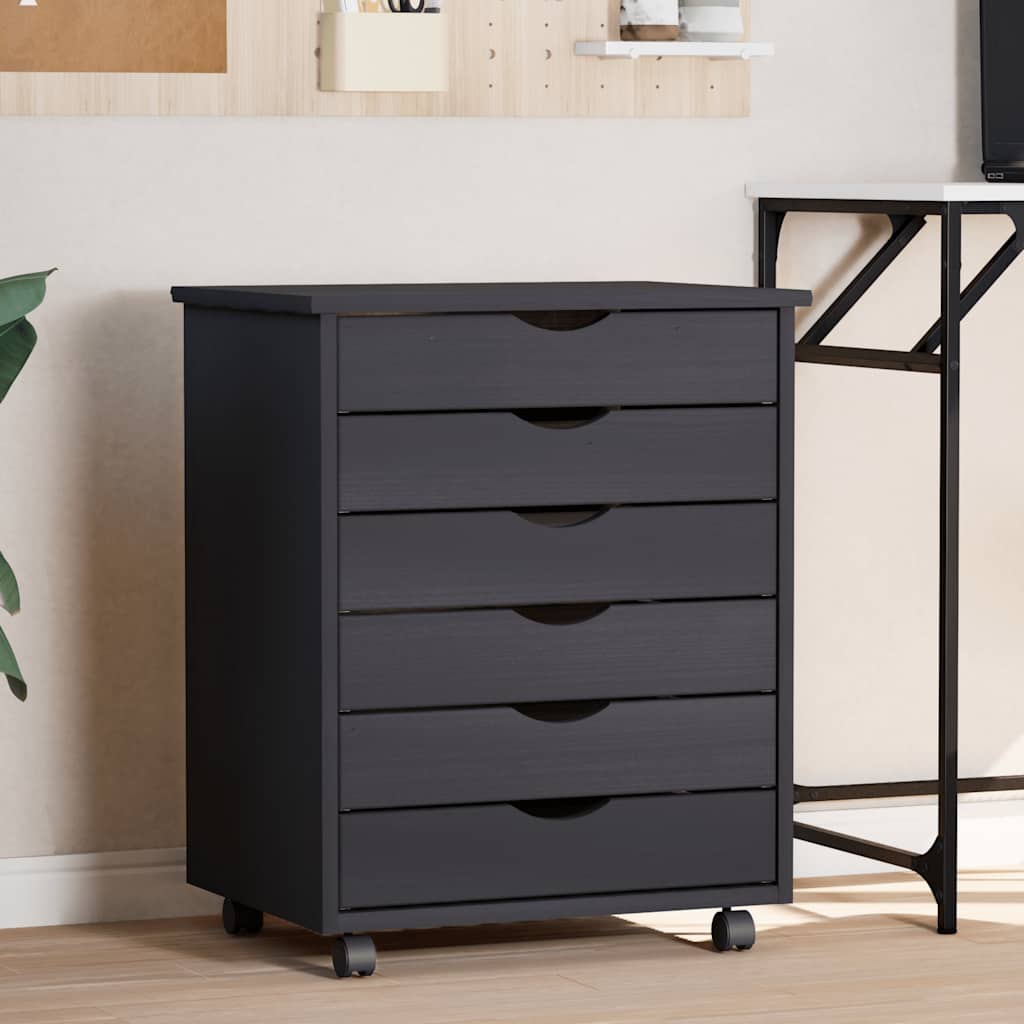 vidaXL Rolling Cabinet with Drawers MOSS Grey Solid Wood Pine