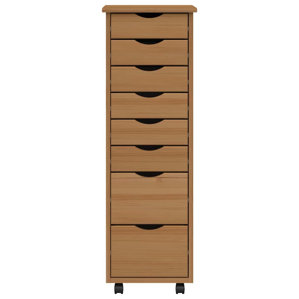 vidaXL Rolling Cabinet with Drawers MOSS Honey Brown Solid Wood Pine