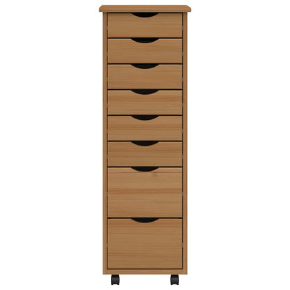 vidaXL Rolling Cabinet with Drawers MOSS Honey Brown Solid Wood Pine