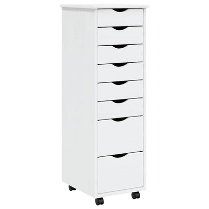 vidaXL Rolling Cabinet with Drawers MOSS White Solid Wood Pine
